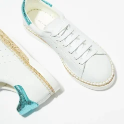 Femme Canal Saint Martin Baskets^Baskets espadrilles en Cuir Lancry Roma blanc/bleu acqua