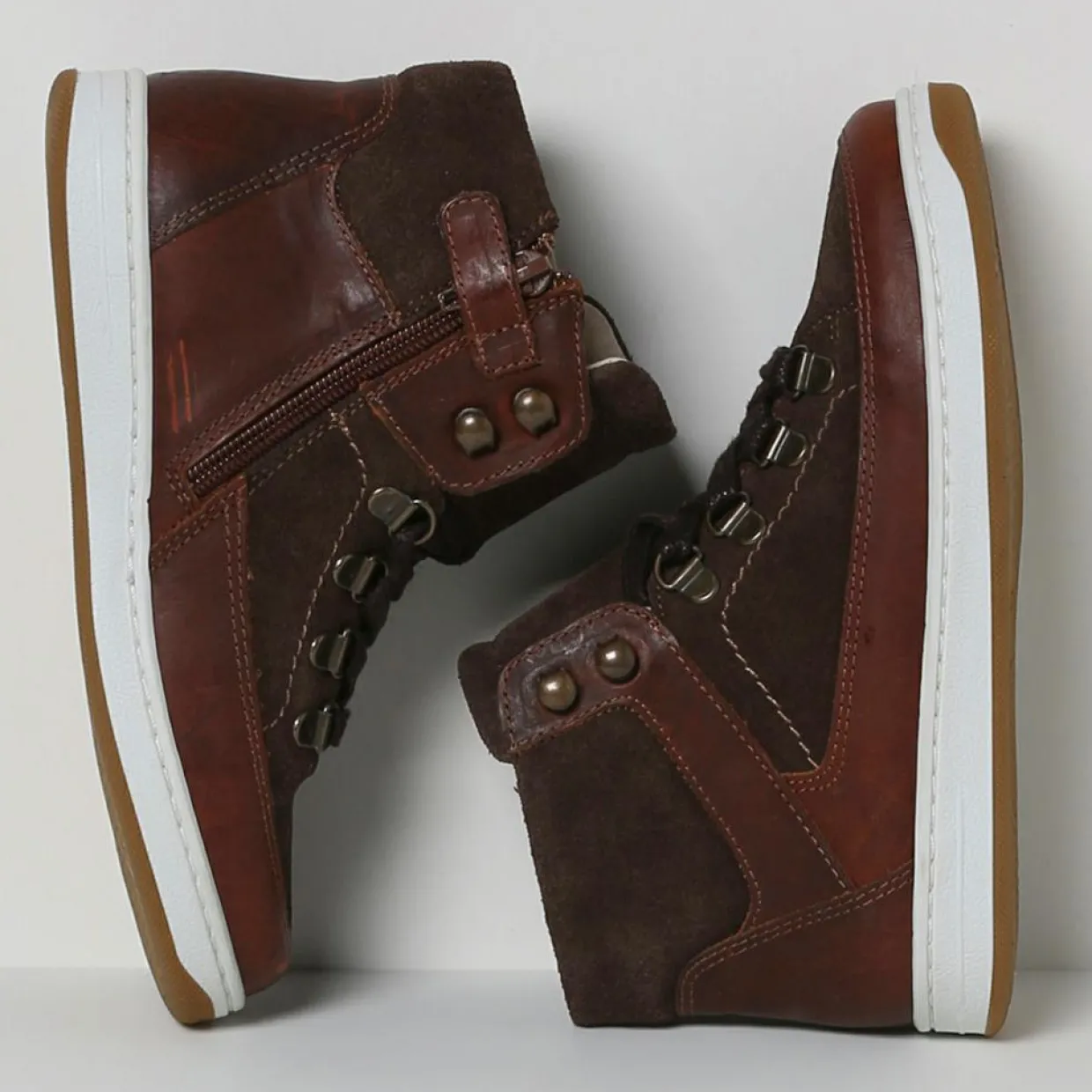 Baskets montantes en Cuir marron foncé-Cyrillus Sale