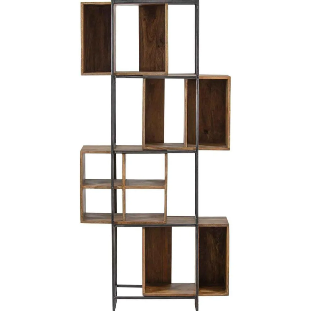 Bois & Chiffons Meubles De Rangement^Bibliothèque 10 cases manguier stockholm naturel ciré - 85x35x180 cm