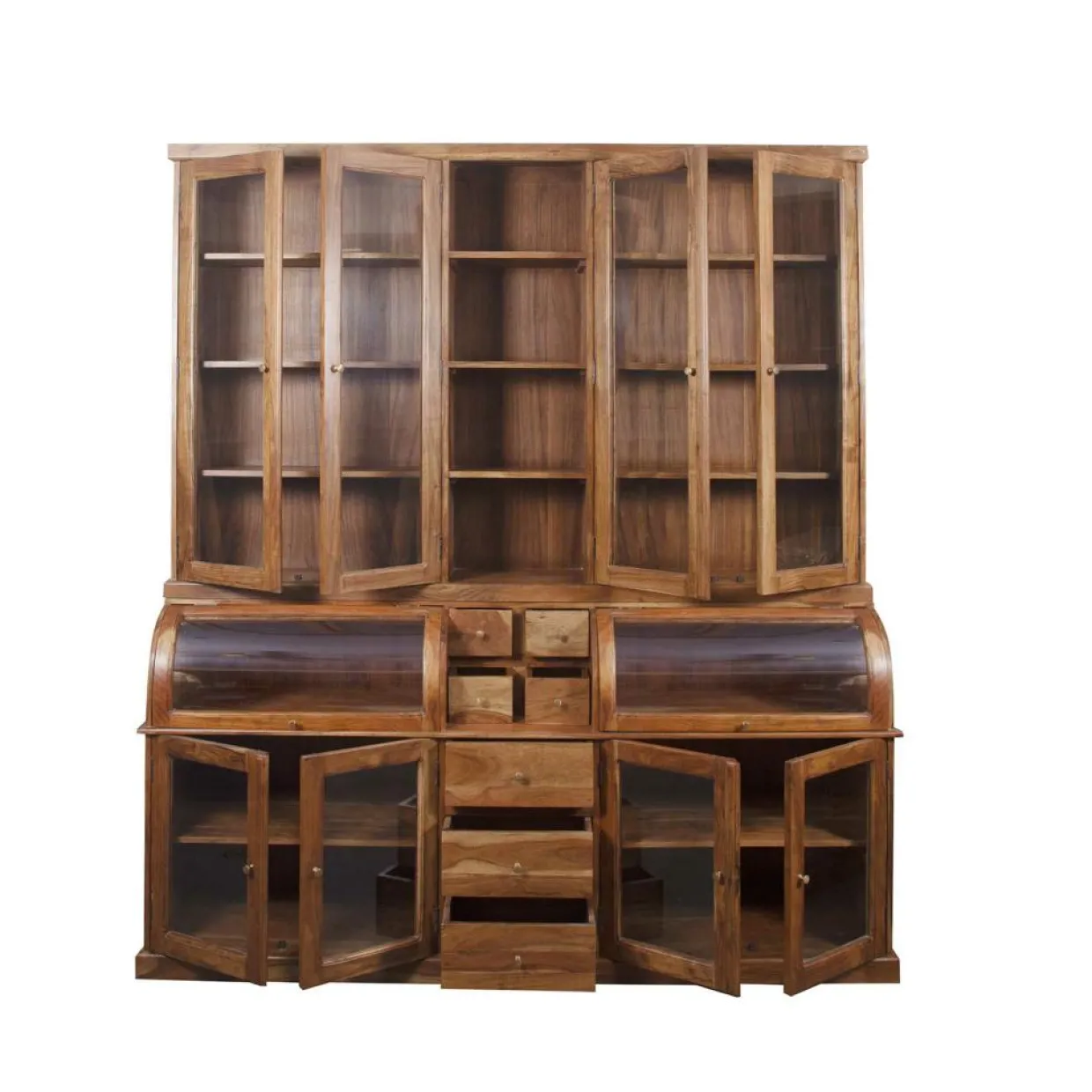 Bois & Chiffons Bureaux^Bibliothèque 2 corps grand modèle Acacia Cara Marron - 209x52x232 cm