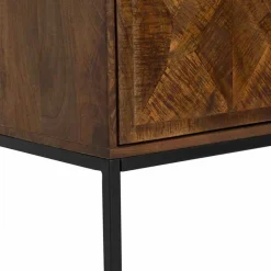 Bibliothèque 2 portes 6 niches manguier kama marron - 90x40x180 cm-Bois & Chiffons Outlet