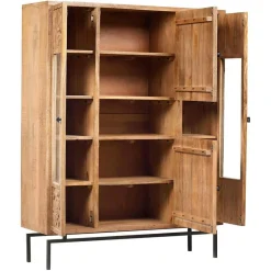 Bois & Chiffons Meubles De Rangement^Bibliothèque 4 portes manguier sculpture naturel - 12x40x155 cm