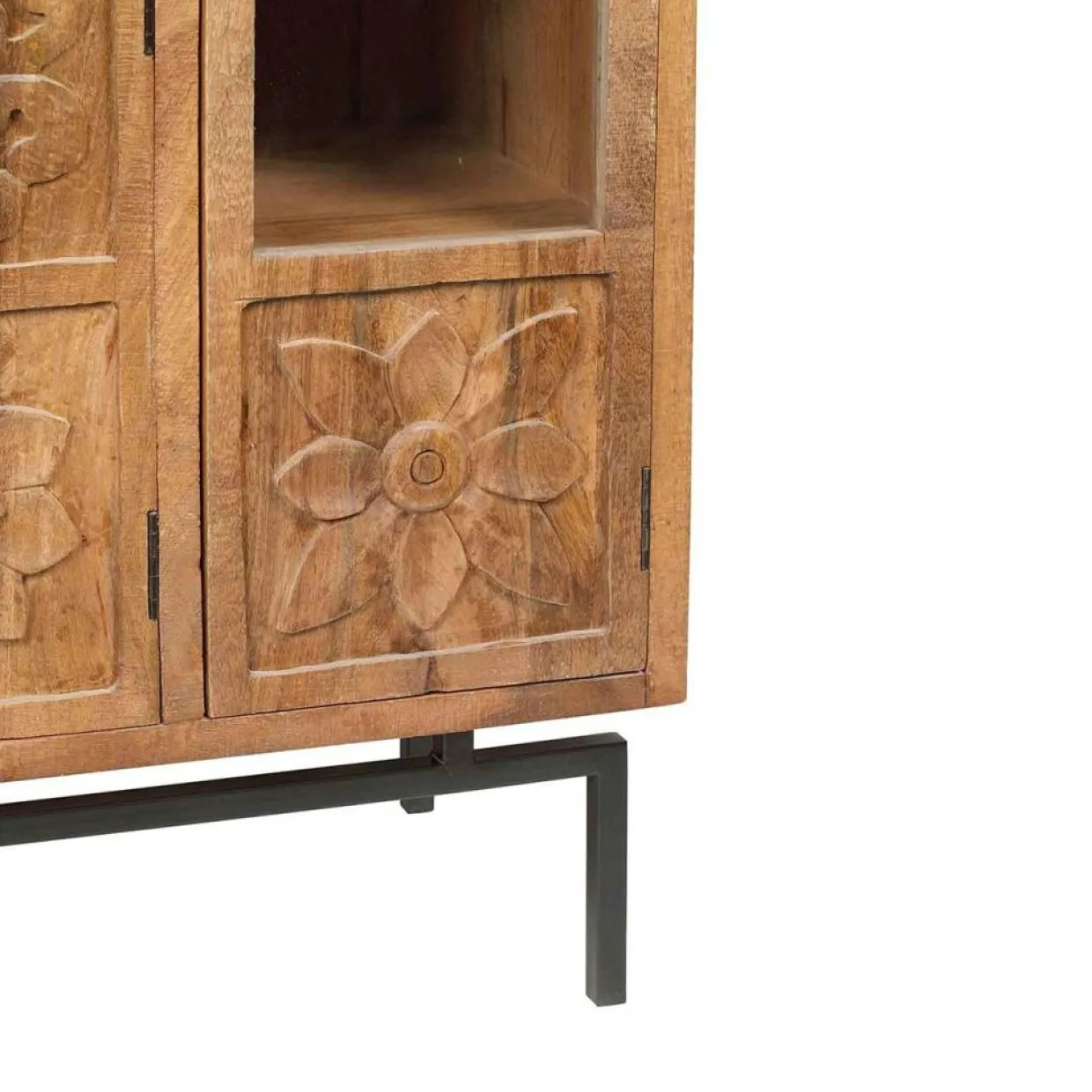 Bois & Chiffons Meubles De Rangement^Bibliothèque 4 portes manguier sculpture naturel - 12x40x155 cm