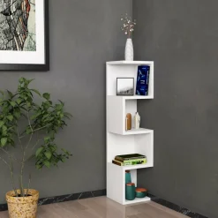 Bibliothèque Alin blanche - 25x95x27 cm-Wooden Art Outlet