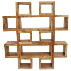 Bibliothèque asymétrique acacia greco miel - 75x30x185 cm-Bois & Chiffons New