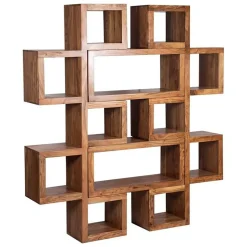 Bibliothèque asymétrique acacia greco miel - 75x30x185 cm-Bois & Chiffons New