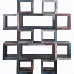 Bibliothèque asymétrique manguier pushkar multicolore - 75x30x185 cm-Bois & Chiffons Hot