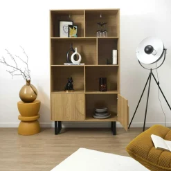 Home Deco Factory Etagères^Bibliothèque Calypso marron/noir - 100x35x180 cm