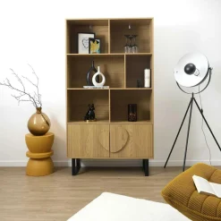Home Deco Factory Etagères^Bibliothèque Calypso marron/noir - 100x35x180 cm