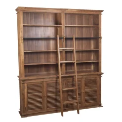 Bibliothèque échelle GM en acacia massif Marron - 200x45x235 cm-Bois & Chiffons Online
