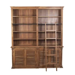 Bibliothèque échelle GM en acacia massif Marron - 200x45x235 cm-Bois & Chiffons Online