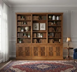 Bibliothèque échelle H235 en acacia massif Marron - 258x45x235 cm-Bois & Chiffons Outlet