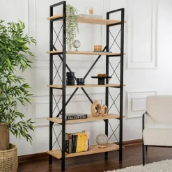 Bibliothèque Elysian chêne/noir - 180x90x33.5 cm-Homitis Sale