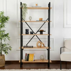 Bibliothèque Elysian chêne/noir - 180x90x33.5 cm-Homitis Sale