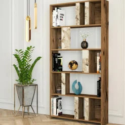 Homitis Meubles De Rangement^Bibliothèque Lima noyer/blanc - 90x180x20 cm