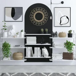 Bibliothèque lungo blanc/noir - 85x216x20 cm-Wooden Art Clearance