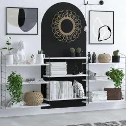 Bibliothèque lungo blanc/noir - 85x216x20 cm-Wooden Art Clearance