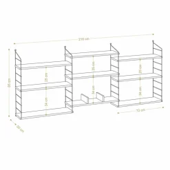 Bibliothèque lungo blanc/noir - 85x216x20 cm-Wooden Art Clearance