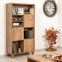 Bibliothèque Marina Flora marron - 80x155x36 cm-Wooden Art Outlet