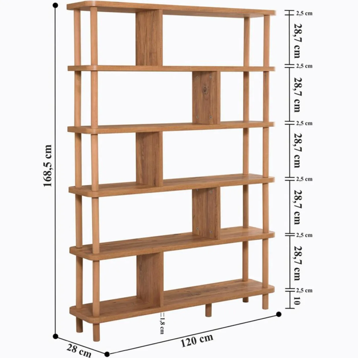 Bibliothèque Meta pin atlantique - 120x168.5x28 cm-Wooden Art Sale