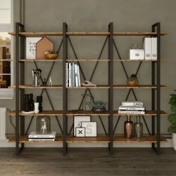 Bibliothèque ML4 marron - 219.6x34x180 cm-Wooden Art Best