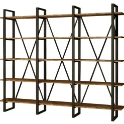 Bibliothèque ML4 marron - 219.6x34x180 cm-Wooden Art Best