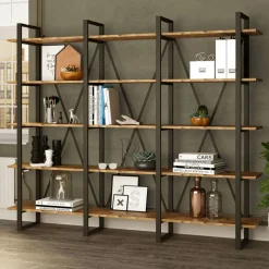 Bibliothèque ML4 marron - 219.6x34x180 cm-Wooden Art Best