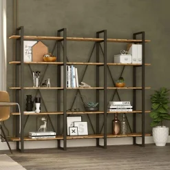 Bibliothèque ML4 marron - 219.6x34x180 cm-Wooden Art Best