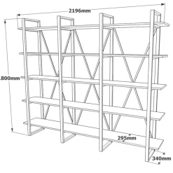 Bibliothèque ML4 marron - 219.6x34x180 cm-Wooden Art Best