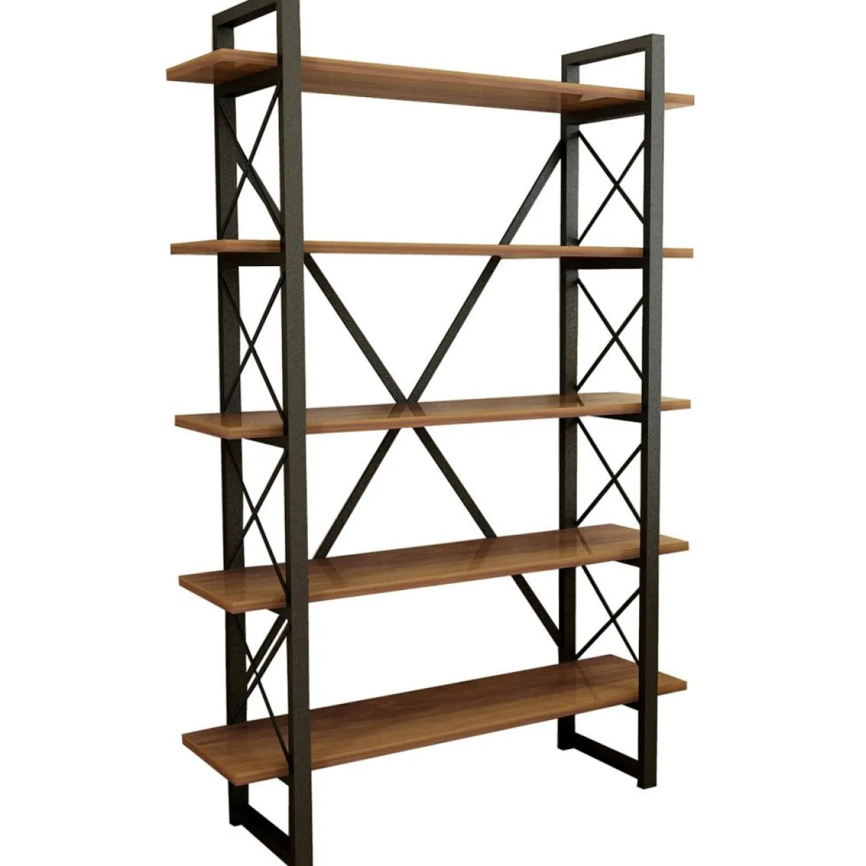 Bibliothèque nero noyer/noir - 100x180x24 cm-Wooden Art Clearance