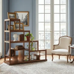 Bibliothèque ouverte escalier Acacia Dharma II Marron - 124x44x120 cm-Bois & Chiffons Best