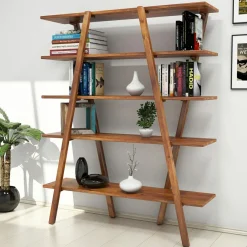 Bibliothèque perla noisette - 148x120x30 cm-Wooden Art Best
