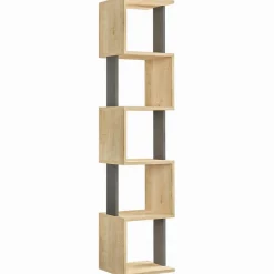 Wooden Art Etagères^Bibliothèque Piri beige/anthracite - 35x161x30 cm