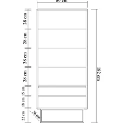 Wooden Art Etagères^Bibliothèque Rea noir/marron - 80x36x182 cm