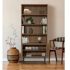 Wooden Art Etagères^Bibliothèque Rea noir/marron - 80x36x182 cm
