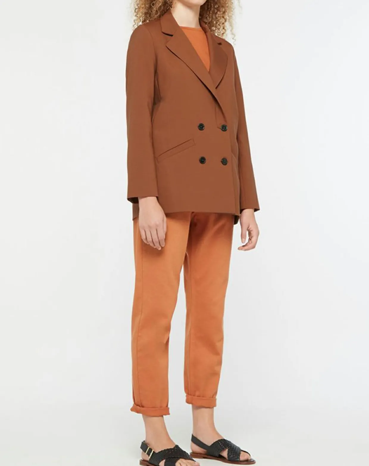 Blazer croisé en Laine mélangée Celeste marron-Galeries Lafayette Clearance