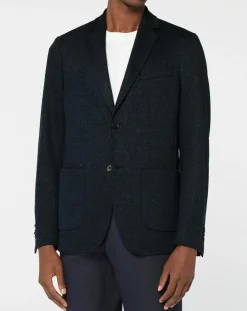 Blazer en Laine & Lin mélangés Stretch Laveste bleu marine-Galeries Lafayette