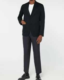 Blazer en Laine & Lin mélangés Stretch Laveste bleu marine-Galeries Lafayette