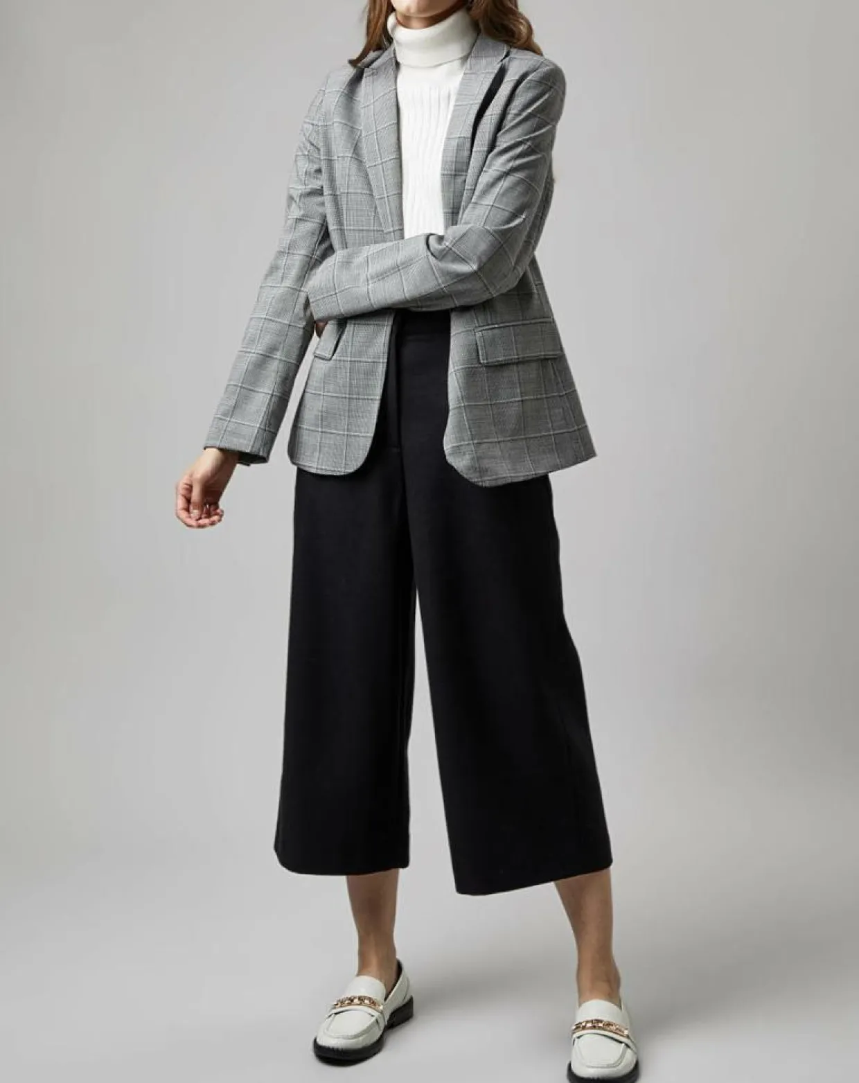 Blazer en Laine mélangée à carreaux gris-Marc O'Polo