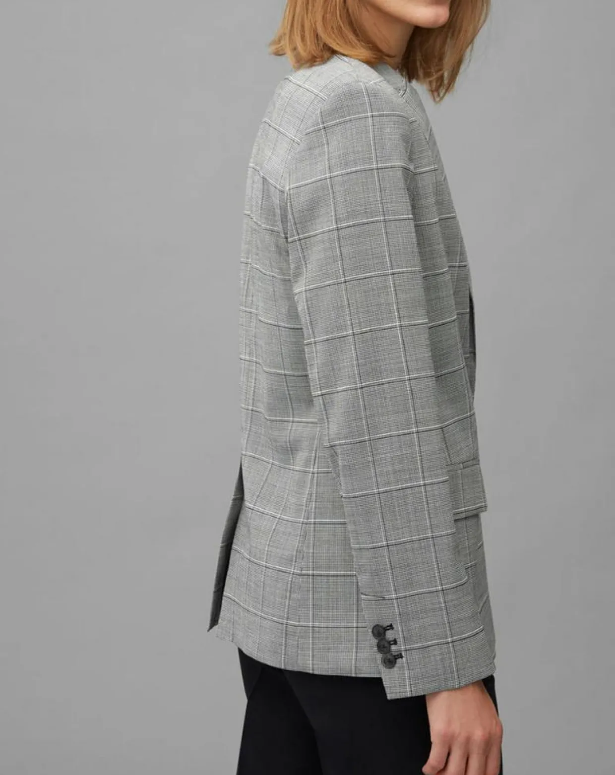 Blazer en Laine mélangée à carreaux gris-Marc O'Polo