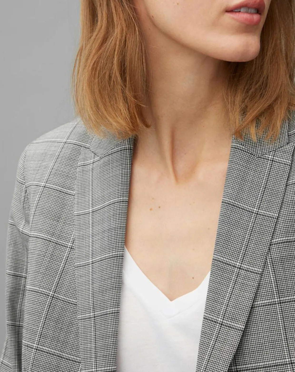Blazer en Laine mélangée à carreaux gris-Marc O'Polo