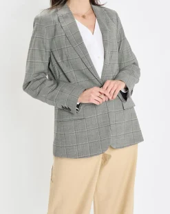 Blazer en Laine mélangée à carreaux gris-Marc O'Polo