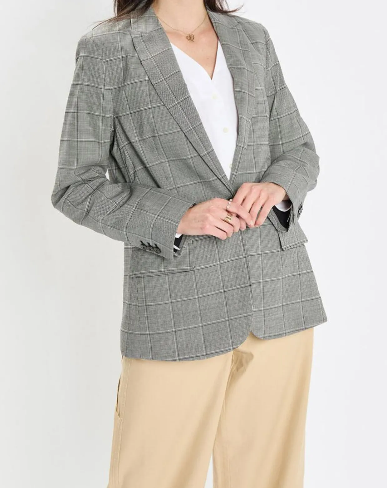Blazer en Laine mélangée à carreaux gris-Marc O'Polo