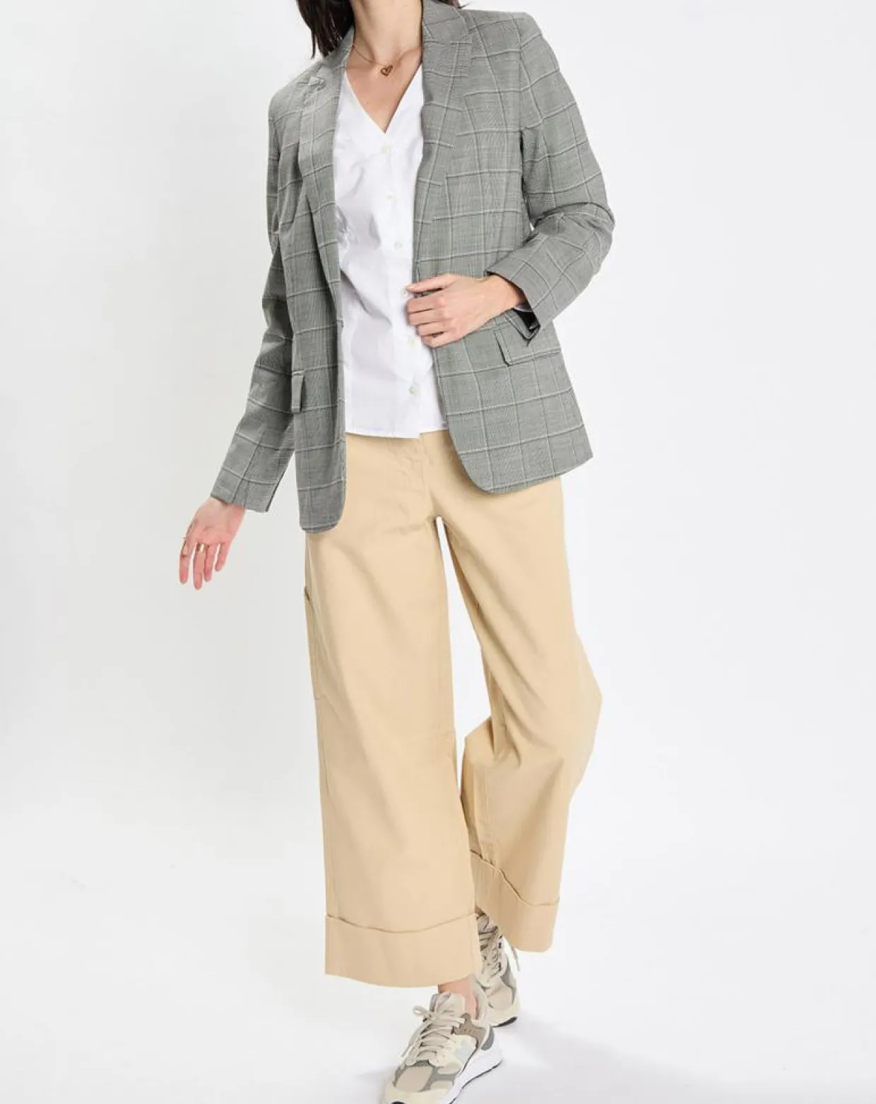 Blazer en Laine mélangée à carreaux gris-Marc O'Polo