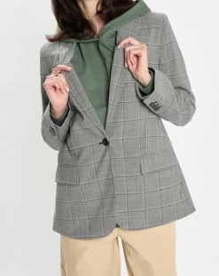 Blazer en Laine mélangée à carreaux gris-Marc O'Polo