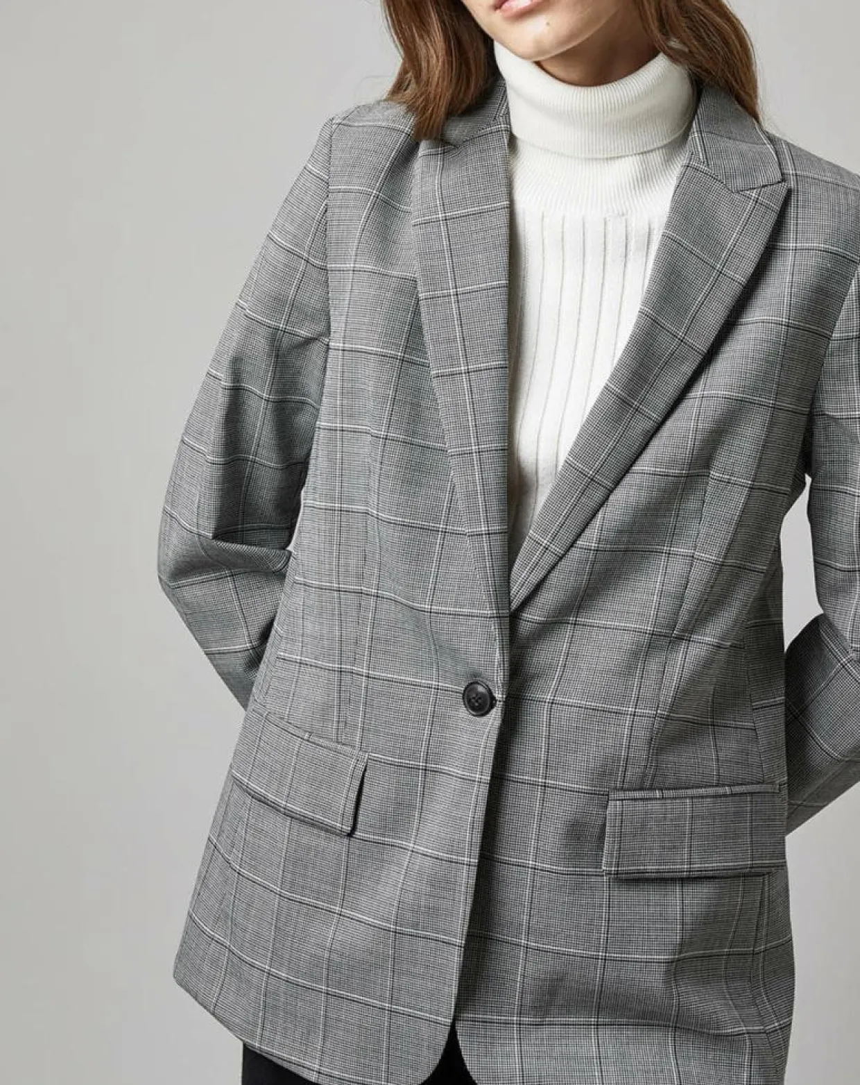 Blazer en Laine mélangée à carreaux gris-Marc O'Polo