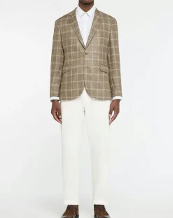 Blazer en Laine mélangée à carreaux beige/marron-Hackett London Online