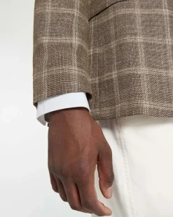 Blazer en Laine mélangée à carreaux beige/marron-Hackett London Online