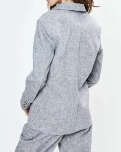 Femme Yerse Vestes, Blousons^Blazer en Lin mélangé Marianne bleu marine