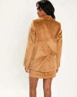 Blazer en Velours camel-Esprit